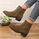 Suede Dr Martens Chunky Heel Short Women's Boots