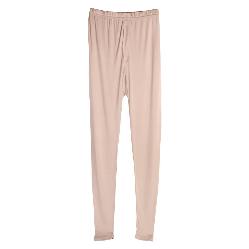 Men's Silk Knitted Warm Trousers Mulberry Silk Comfortable Thin Leggings Compression Pants Slim Fit Long Johns
