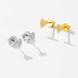 Silver Heart-shaped Zircon Stud Earrings