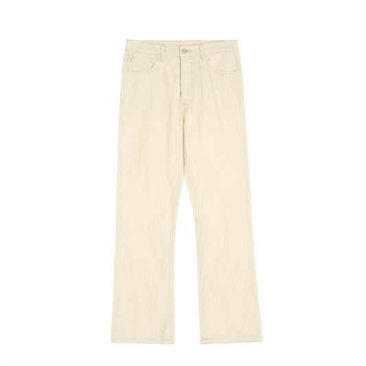 Pure Color Washed Jeans For Men