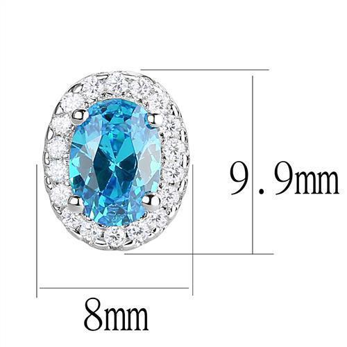 3W1369 - Rhodium 925 Sterling Silver Earrings with Synthetic Spinel in
