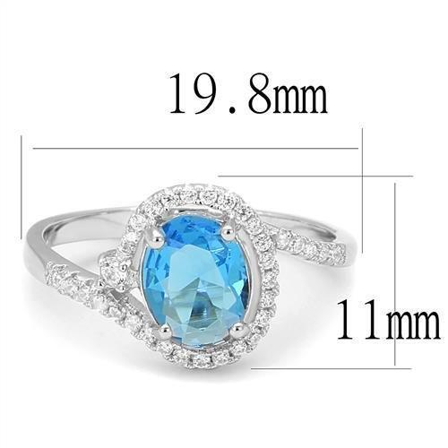 3W1393 - Rhodium 925 Sterling Silver Ring with Synthetic Spinel in