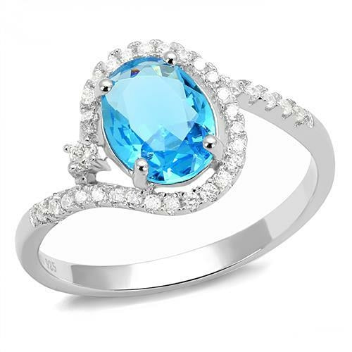 3W1393 - Rhodium 925 Sterling Silver Ring with Synthetic Spinel in