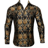 Floral Long Sleeve Silk Shirts Men