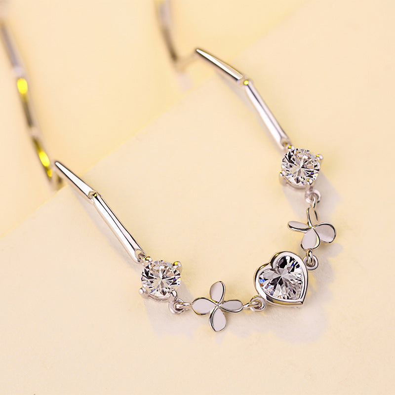 Silver Bracelet Heart-shaped Clover