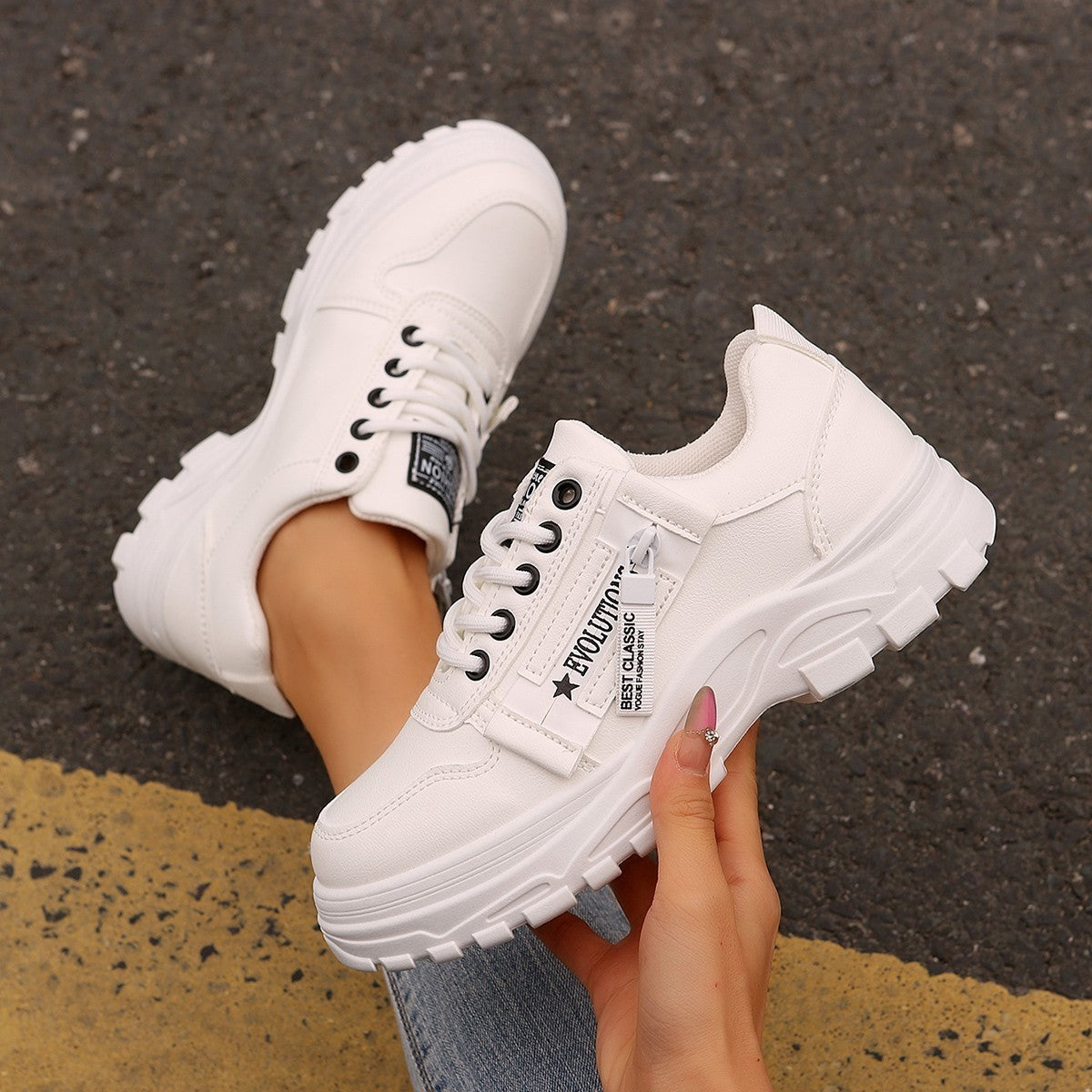 Women Shoes - Thick-soled Round-Toe Casual Women Sneakers