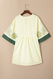 Printed V-Neck Kimono Sleeve Dress