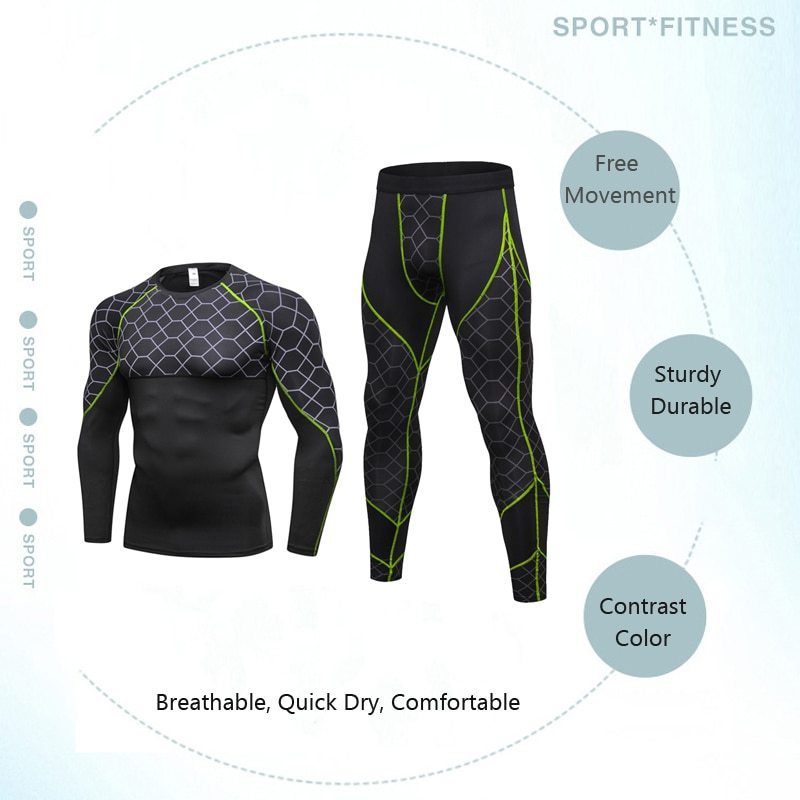 Men's Compression Run jogging Suits 2pcs Set