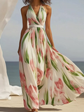 White French Gentle Seaside Holiday Oblique Shoulder Strap Dress