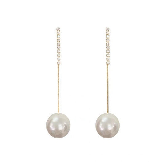925 Silver Needle New High-End Pearl Tassel Earrings