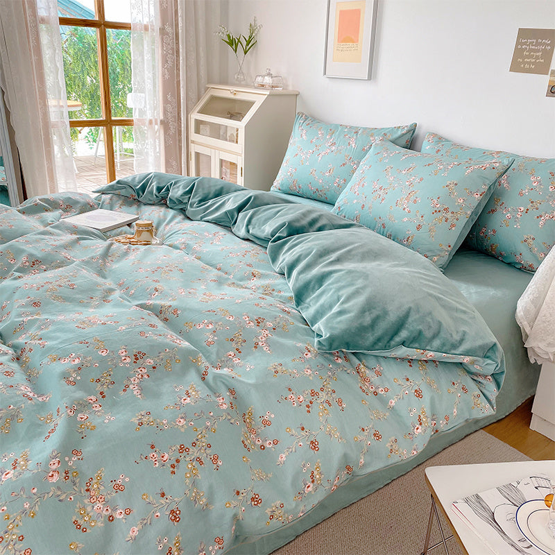 Milk Velvet Four-piece Cotton Single-sided Bed Sheets