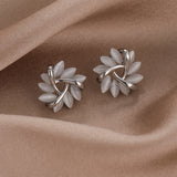 S925 Silver Needle Geometric Triangle Opal Stud Earrings Women