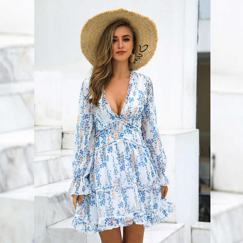 Halter Chiffon Floral Dress