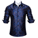 Floral Long Sleeve Silk Shirts Men