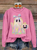 Women's Creative Halloween Printed Crew Neck Sweatshirt