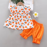 Girls' Sleeveless Vest Clothing T-shirt Two-piece Set