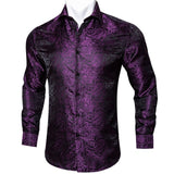 Floral Long Sleeve Silk Shirts Men
