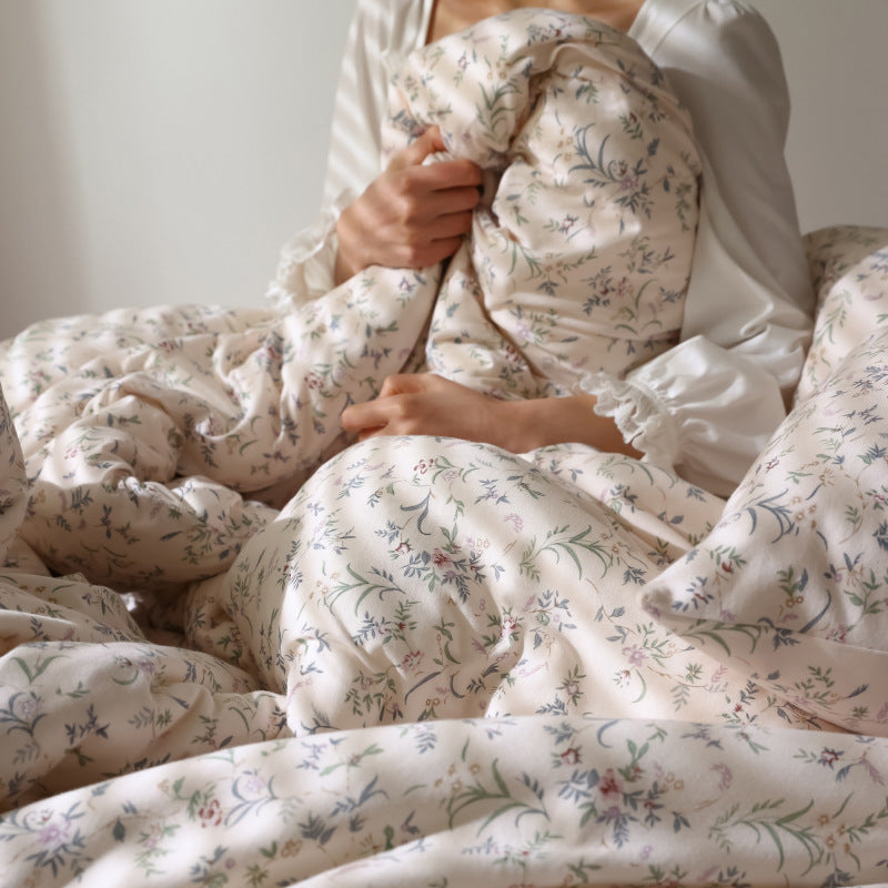 French Pastoral Style Knitted Bed Cotton Sleeping Sheets