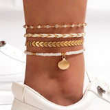 4pcs Set Bohemian Anklet Set Summer Fashion Jewelry