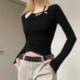 Girls' Personalized Hollow-out Asymmetrical T-shirt