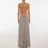 Floral Print Halter Maxi Bodycon Dress