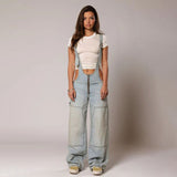 Y2K Zipper Denim Overalls With Pockets Fashion