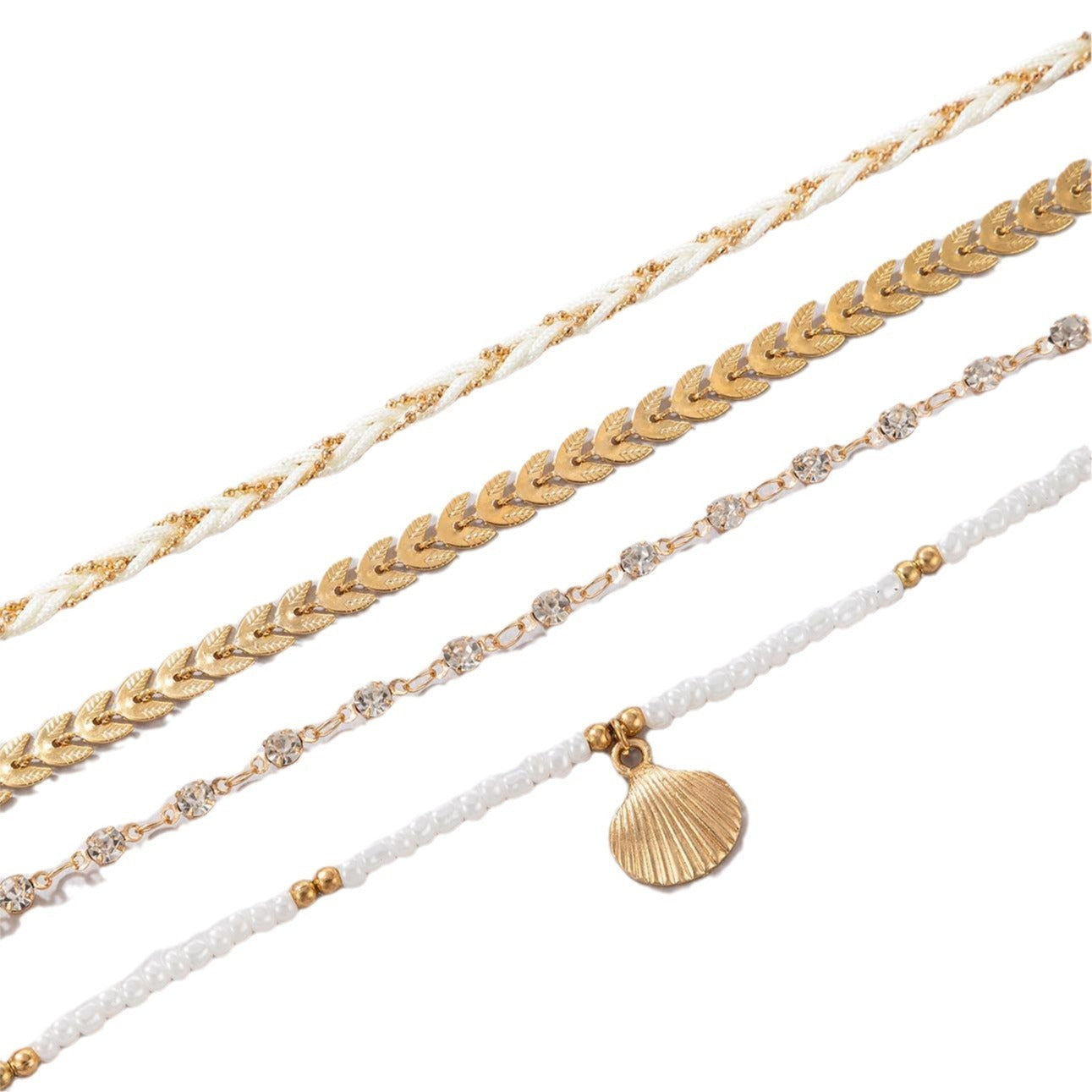 4pcs Set Bohemian Anklet Set Summer Fashion Jewelry