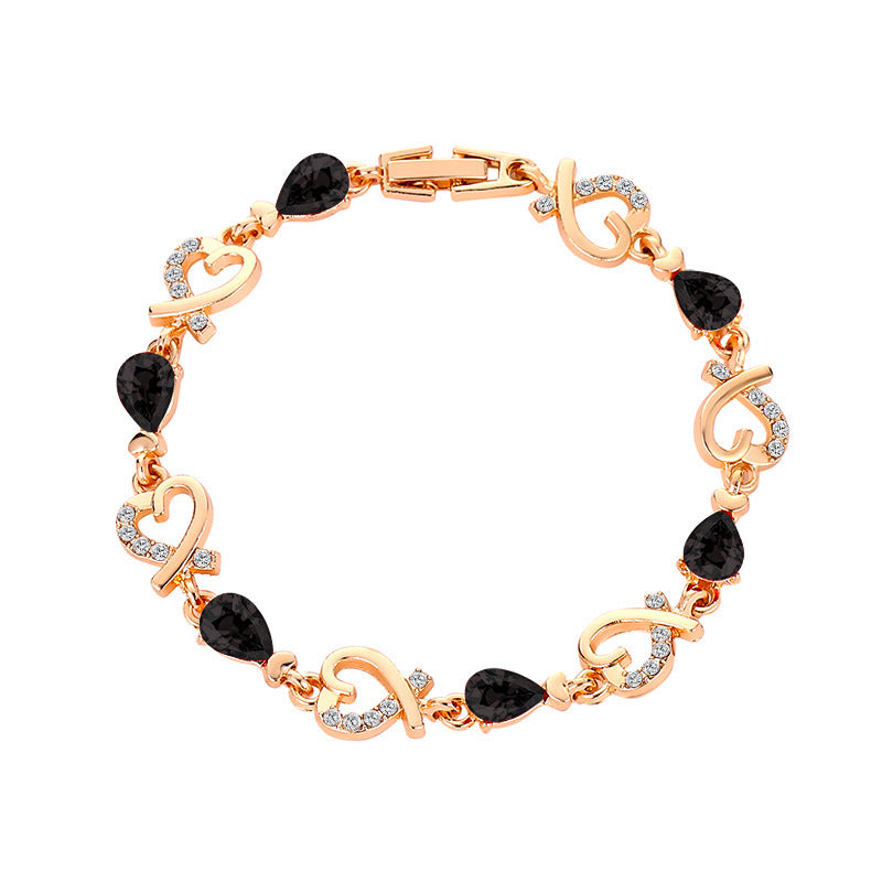 Hollow Love Bracelet With Rhinestones
