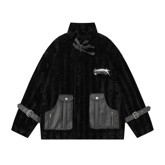 Thickened Motorcycle Lamb Wool Coat For Men