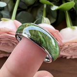 Stylish And Minimalist Green Wood-grain Ring