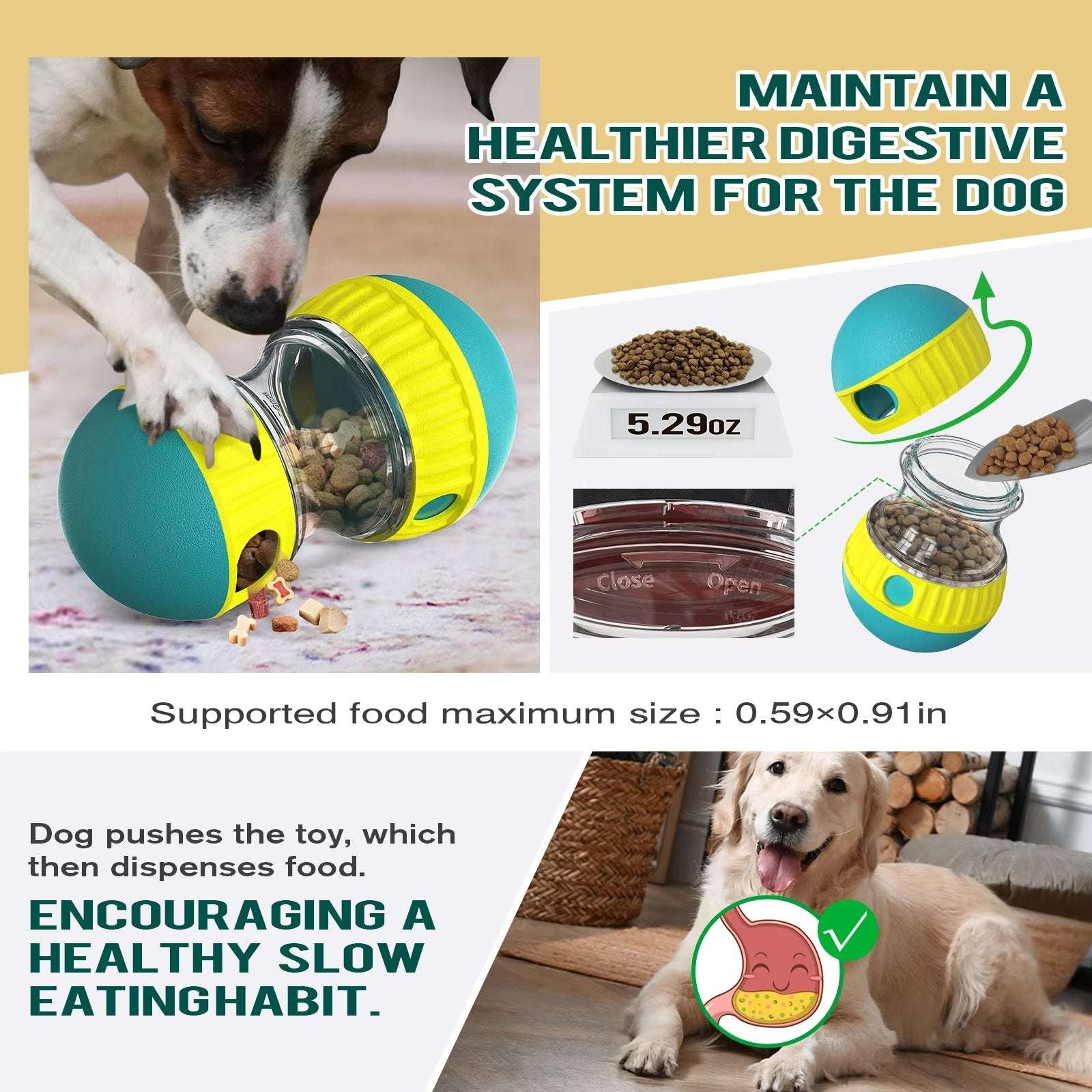 Interactive Slow Feeder Oval Toy – Dog Food Dispenser