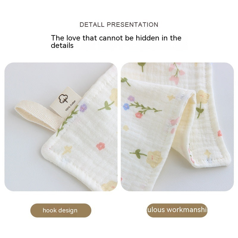 Four-layer Gauze Baby Saliva Towel Floral Newborn Baby Face Towel Handkerchief