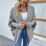 New Loose Knitted Sweater Solid Color Bat Sleeve