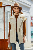 Fuzzy Collared Neck Button Up Vest Coat