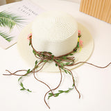 Women's Flat Straw Hat Sun Protection Hat Sun-proof Western Style Beach Hat