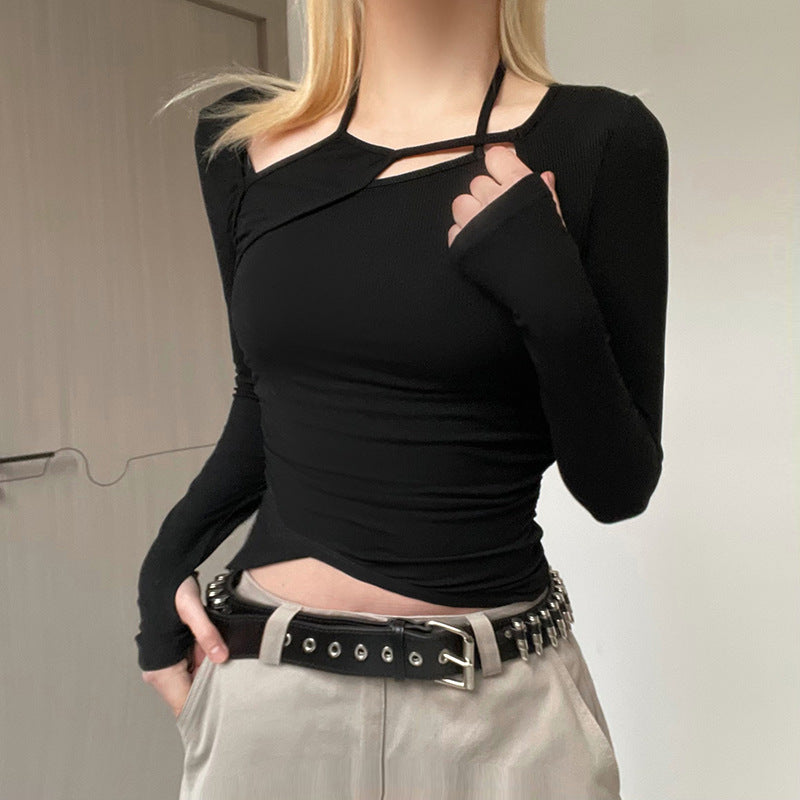 Girls' Personalized Hollow-out Asymmetrical T-shirt