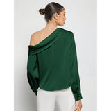 Ruched One Shoulder Long Sleeve Top