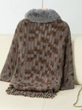 Fringe Fuzzy Open Front Poncho