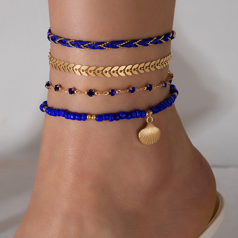 4pcs Set Bohemian Anklet Set Summer Fashion Jewelry