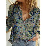 3d Printed Polka Dot Butterfly Long Sleeve Turn-down Collar Casual Shirt -Women's clothing