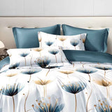 3-piece Set Of Simple And Fresh Blue And White Floral Duvet Cover