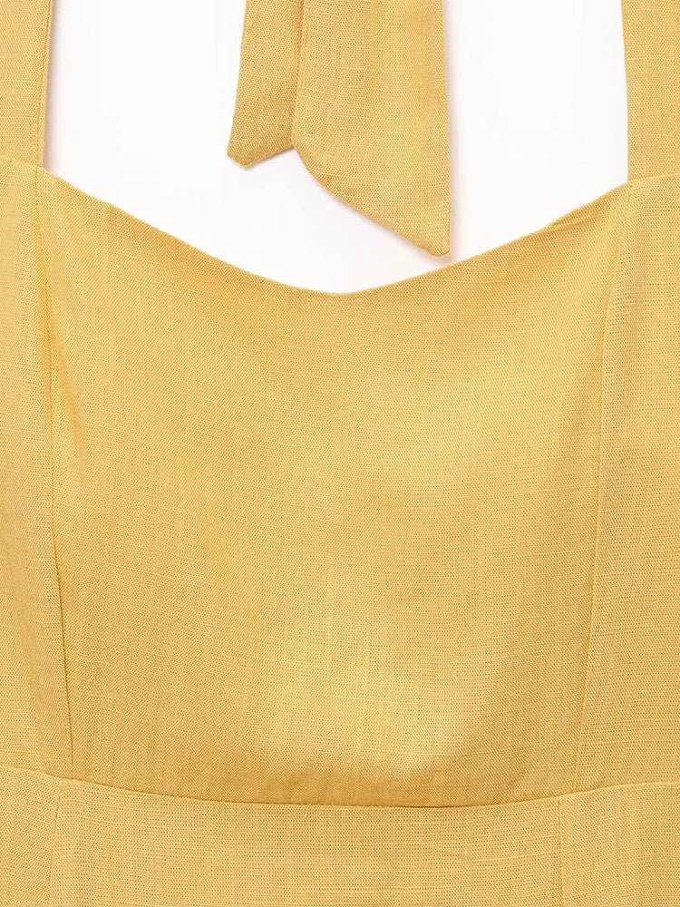 Halter neck dress waist sexy big backless long skirt