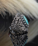 Filigree Art Copper Turquoise Gemstone Lace Detailed Women Silver