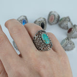 Filigree Art Copper Turquoise Gemstone Lace Detailed Women Silver