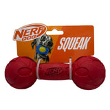 Durable Dog Squeak Barbell Toy – Red for Active Chewers