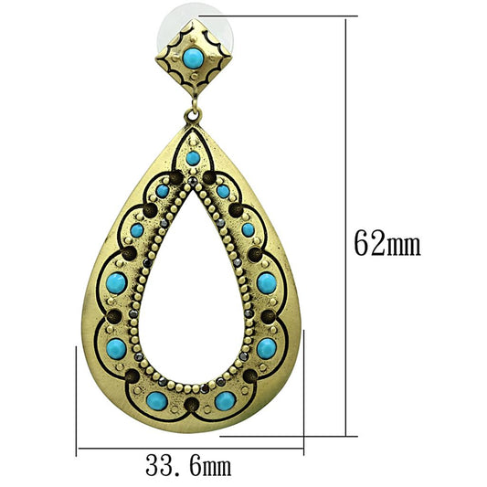 LO3850 - Antique Copper Brass Earrings with Top Grade Crystal  in