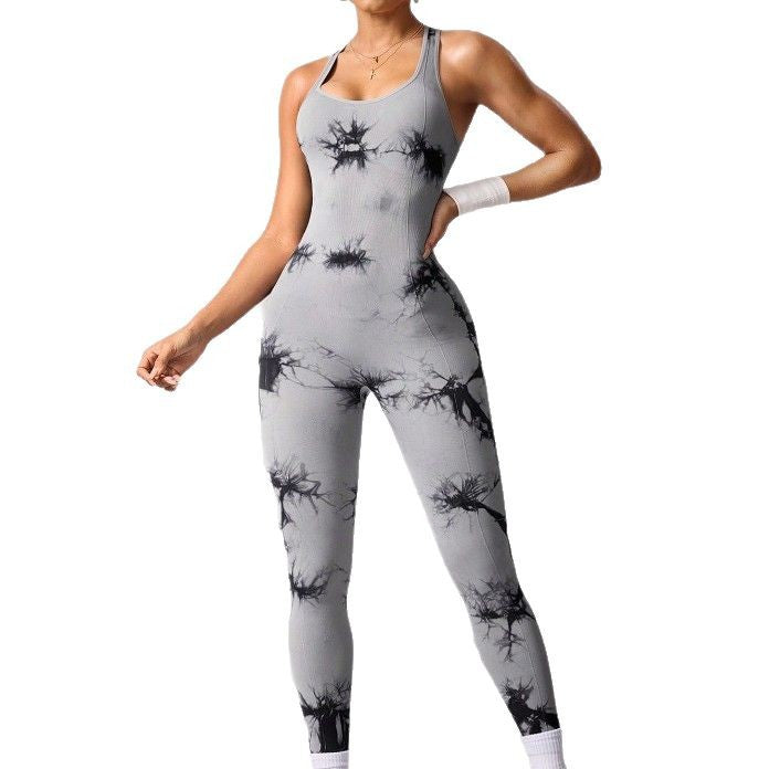 Seamless Tie-dyed Jumpsuit Stretch Skinny Yoga Clothes