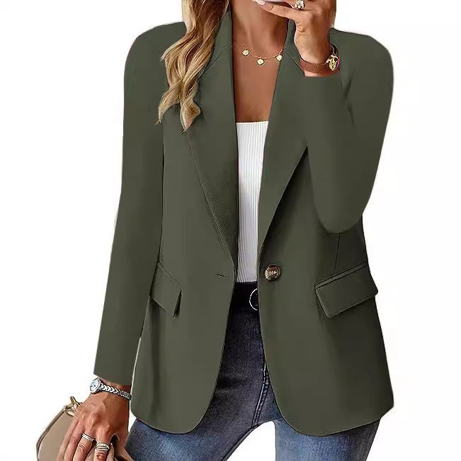 Fashion Casual Women Blazer Long-sleeved Solid Color Casual