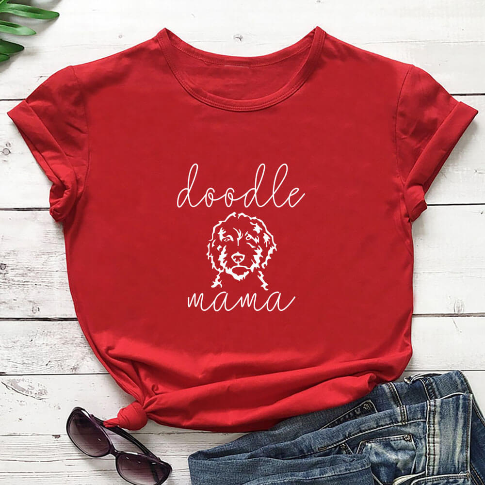 Letter Puppy Printed Short-sleeved Top - Women's Clothing