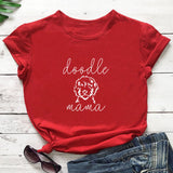 Letter Puppy Printed Short-sleeved Top - Women's Clothing